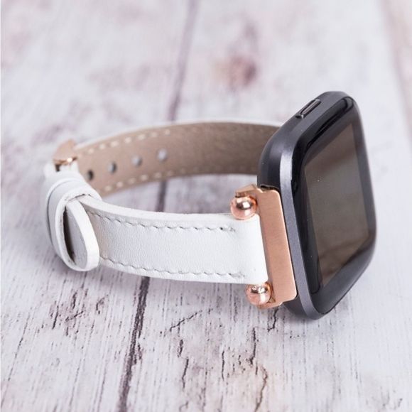 Fitbit Versa 1, 2, 3 & Sense Leather Band White - Picture 1 of 6